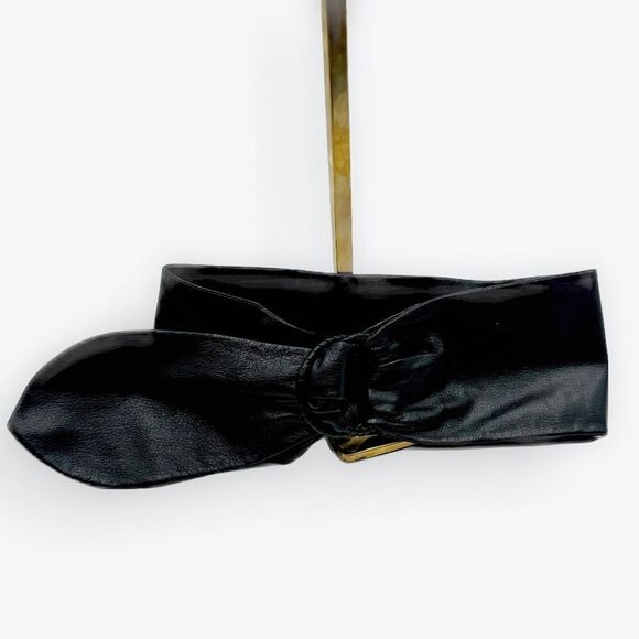 Auth Vtg Christian Dior Supple Black Leather Sash Wide Waist Size US S Belt main image 12